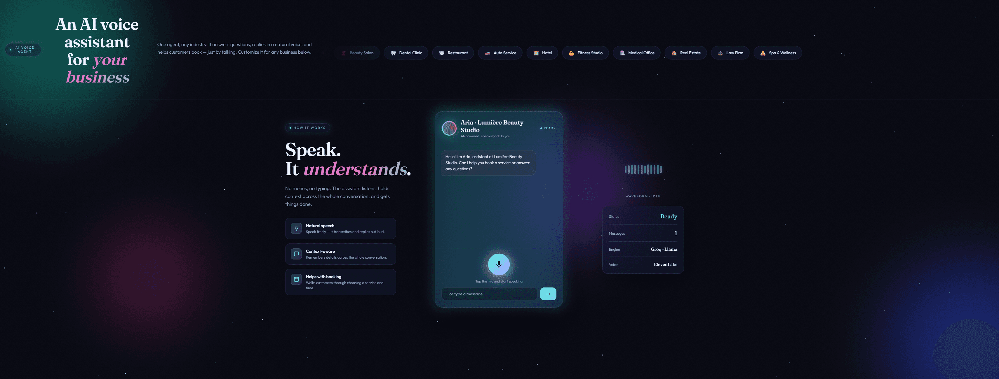 VoiceFlow — AI Voice Agent interface